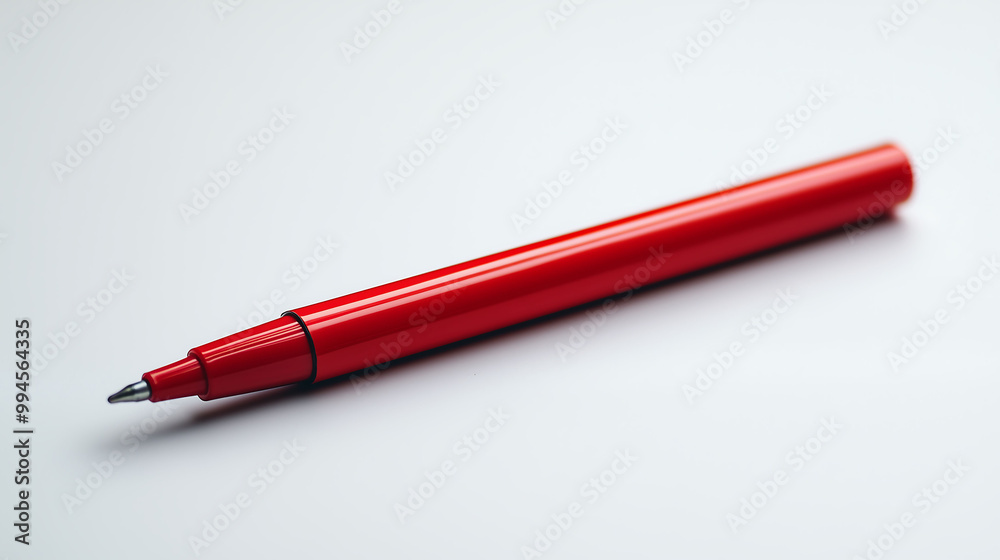 Bright Red Marker Against a Crisp White Backdrop, Emphasizing Simplicity and Elegance Bright Red Marker Against a Crisp White Backdrop, Emphasizing Simplicity and Elegance