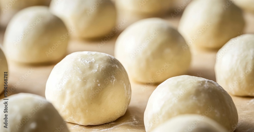 The proofing process of dough before baking. Preparation of whole grain hamburger buns. The proofing process of dough before baking. Preparation of whole grain hamburger buns.