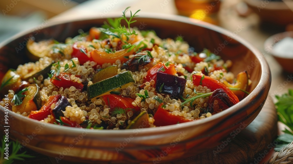 Perfectly cooked quinoa with roasted vegetables. Perfectly cooked quinoa with roasted vegetables.