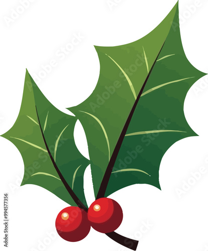 Christmas Holy Leaf  Flat Vector Icon