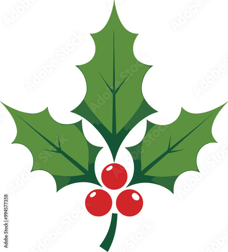 Christmas Holy Leaf  Flat Vector Icon