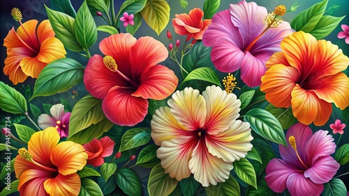 Vibrant Hibiscus Illustrations in Various Styles for Use in Design, Print, and Digital Projects