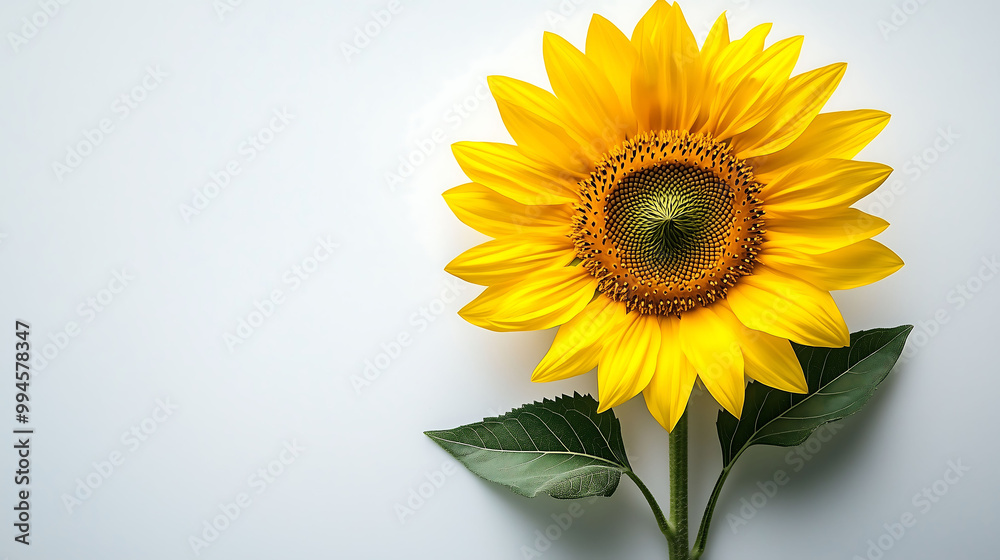 Obraz premium One sunflower isolated a plain white background clean and simple design