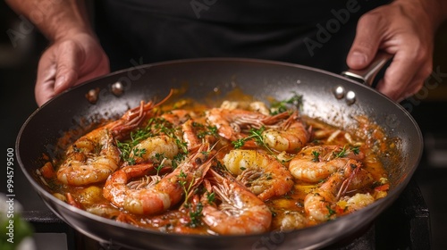 Platter of Shrimp and Vegetables Prepared by a Skilled Chef in an Asian Restaurant