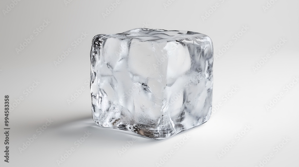 Single ice cube isolated a white background minimalist and clean composition Single ice cube isolated a white background minimalist and clean composition