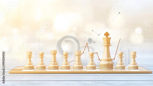 Chess pieces with a growth graph, representing strategy and success. photo