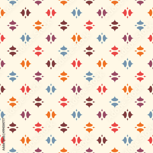 Minimalist pattern. Repeated stylized geometric figures ornament. Modern abstract background. Ornamental wallpaper. Simple digital paper, textile print. Seamless surface design. Vector illustration