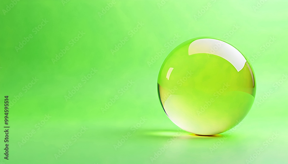 elegant aesthetic design, template with copy space area, glass ball isolated on clean background, blank advertising display
