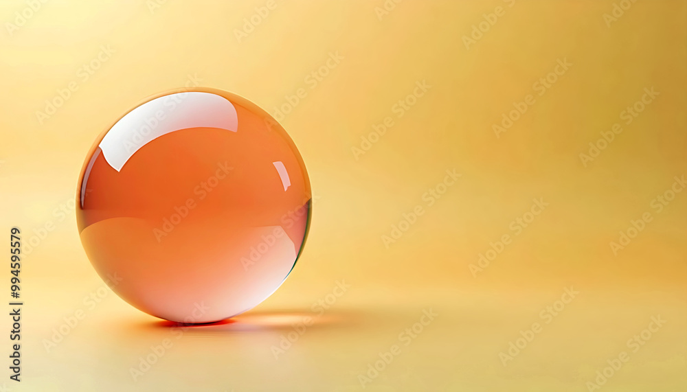 elegant aesthetic design, template with copy space area, glass ball isolated on clean background, blank advertising display
