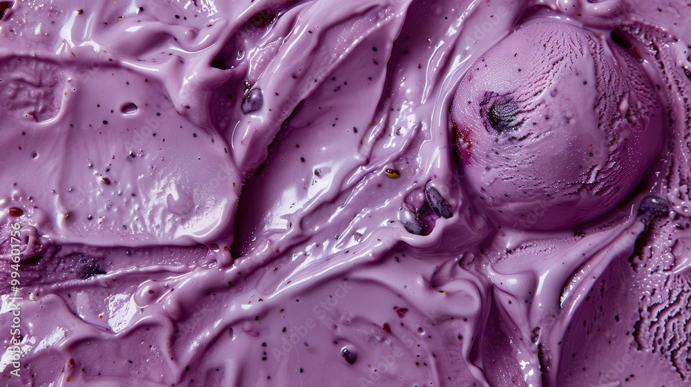 Obraz premium Close-Up of Plum Ice Cream with Aromatic Cardamom Seeds on White Background