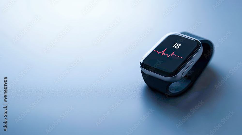 Heart Rate Monitor On Smooth Light Gray Surface For Fitness Tracking Heart Rate Monitor On Smooth Light Gray Surface For Fitness Tracking