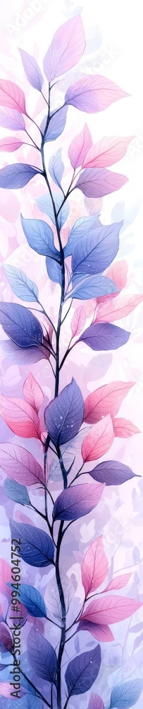 Obraz premium A purple and pink leaf pattern with simple background. 