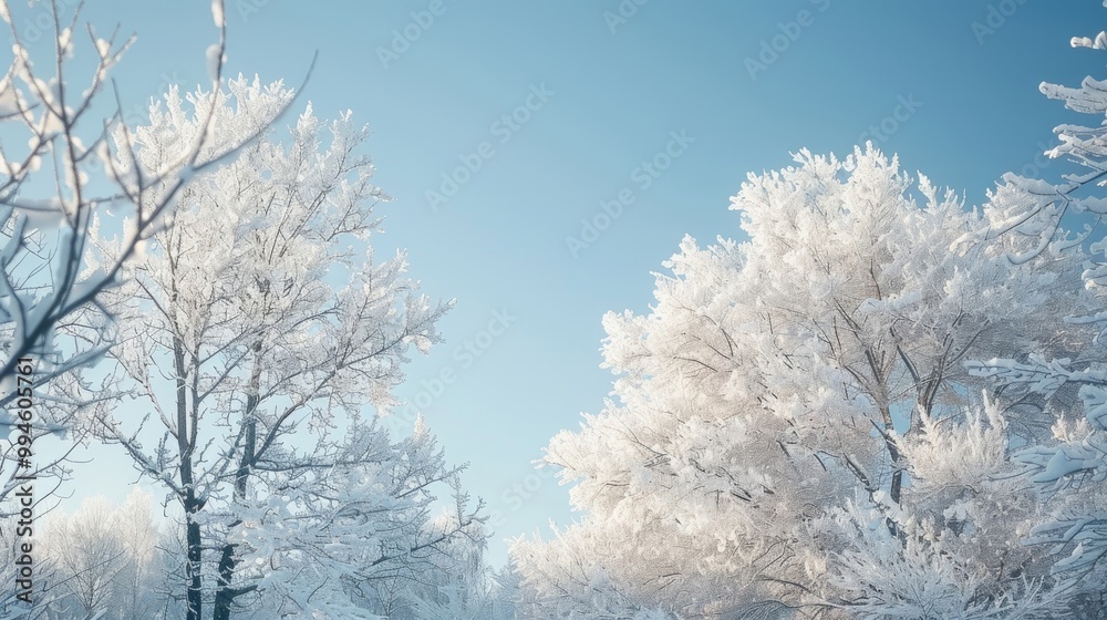 Snow-covered trees with a clear sky. Snow-covered trees with a clear sky.