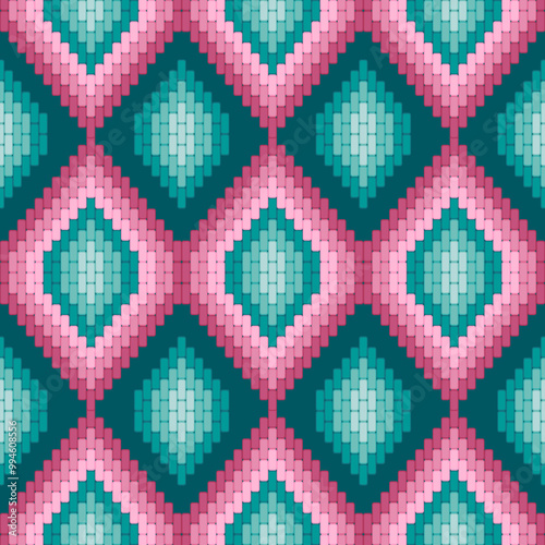 Vector illustration of an ethnic geometric pattern. Bohemian seamless pattern. Embroidery. Seamless traditional design pattern for fabrics, backgrounds, carpets, wallpapers, clothes, and pillowcases.