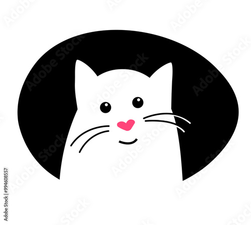 Happy  Cute cat is sitting. Vector illustration in a flat style.