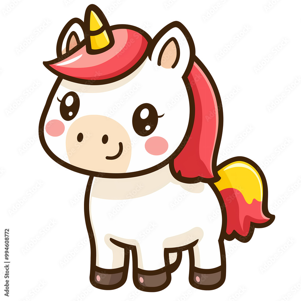 Cute happy fairy unicorn, simple cartoon illustration for kids, pink and white unicorn illustration, transparent, or no background Cute happy fairy unicorn, simple cartoon illustration for kids, pink and white unicorn illustration, transparent, or no background