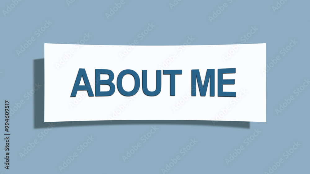 About Me. A card isolated on blue background. About Me. A card isolated on blue background.