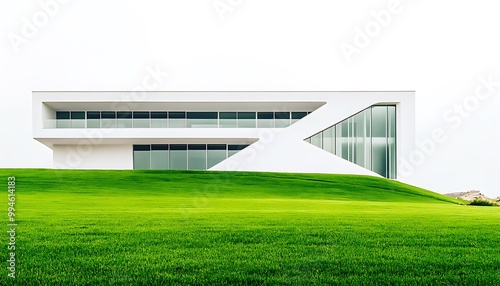 Modern White House on a Lush Green Hill