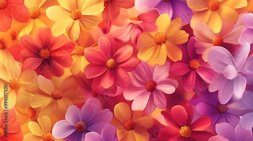 Colorful flower pattern background for design, wallpaper, or spring and summer decor