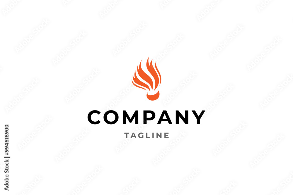 abstract badminton shuttlecock logo in flat vector design style