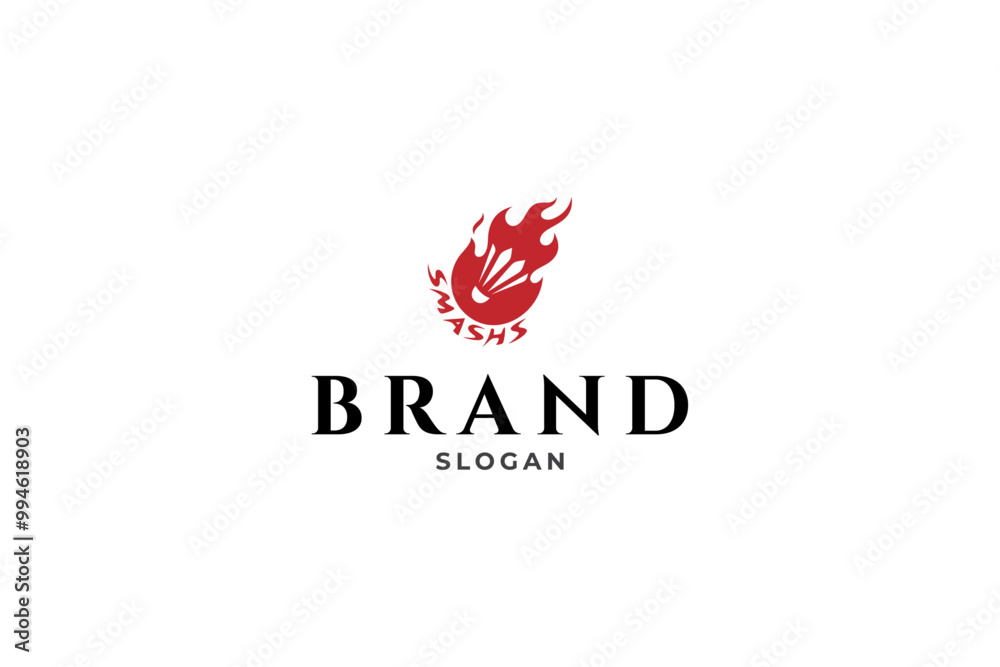 badminton shuttlecock logo with fire combination in flat vector design style badminton shuttlecock logo with fire combination in flat vector design style