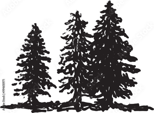 Hand-drawn tree illustration showcasing intricate branch details and natural textures