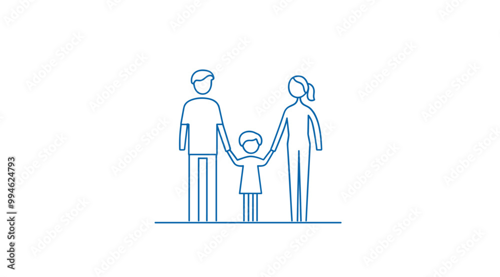 vector drawing of family holding hands with simple lines on white background .Generative AI vector drawing of family holding hands with simple lines on white background .Generative AI