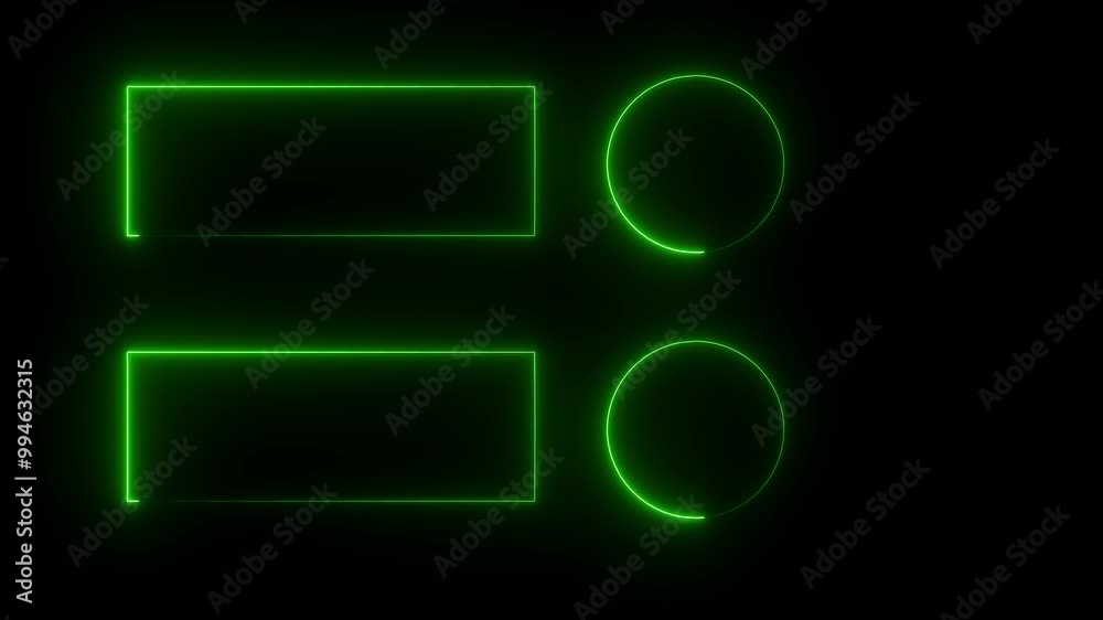 Double green color glowing Neon line End Screen Frame animation On Black Background, Seamless Loop. Animation of rectangle glowing neon frame background. Double green color glowing Neon line End Screen Frame animation On Black Background, Seamless Loop. Animation of rectangle glowing neon frame background.