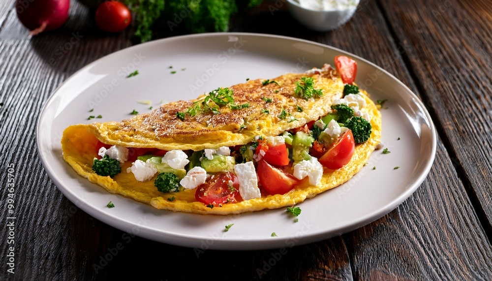 omelette with vegetable feta cheese filling omelette with vegetable feta cheese filling