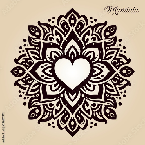 Easy coloring mandala design. Vector mandala with flowers. A decorative geometric mandala