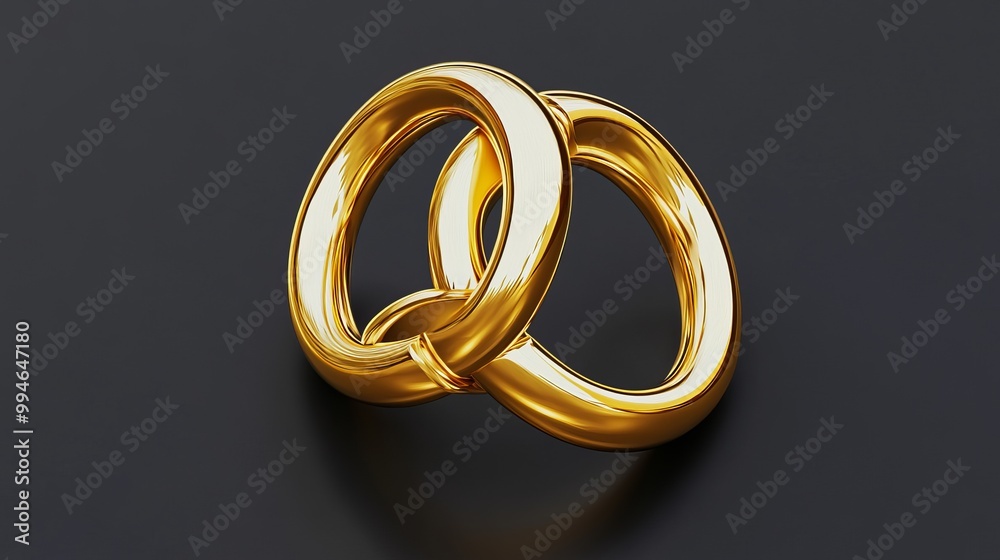 Vector illustration of a pair of interlocking gold rings Vector illustration of a pair of interlocking gold rings