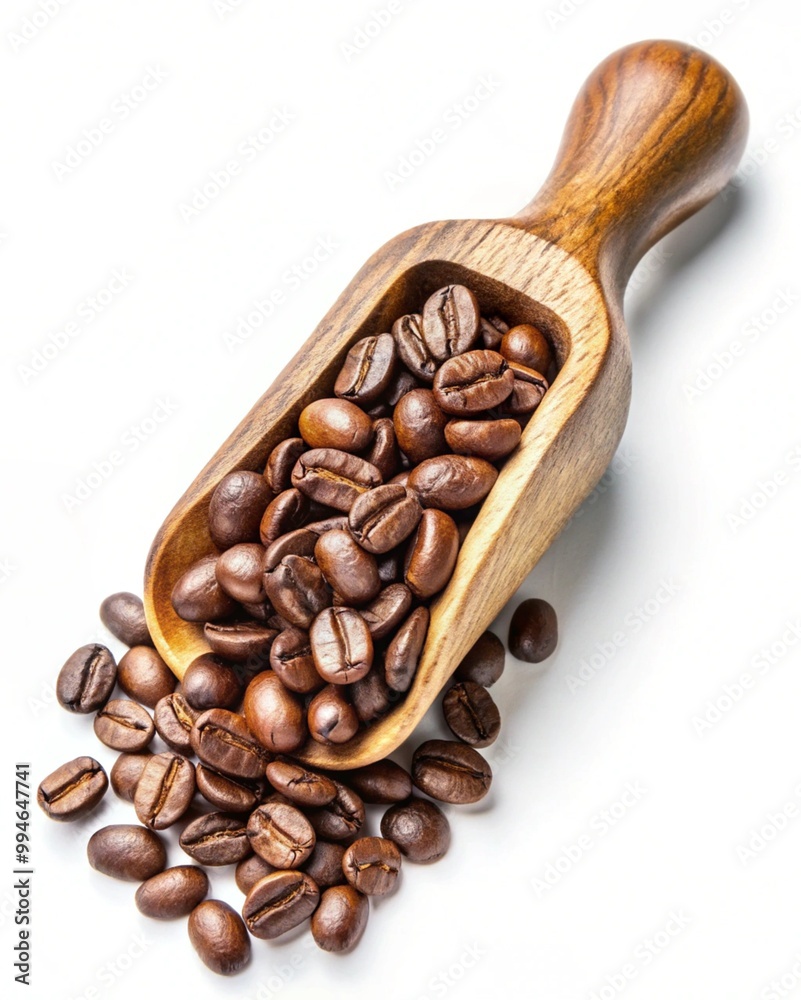 Fototapeta premium coffee beans in a wooden spoon