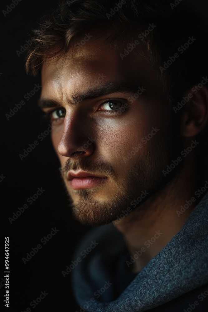 Close-up portrait of a well-dressed handsome man posing and looking at the camera. Model man on dark background studio photo. Close-up portrait of a well-dressed handsome man posing and looking at the camera. Model man on dark background studio photo.