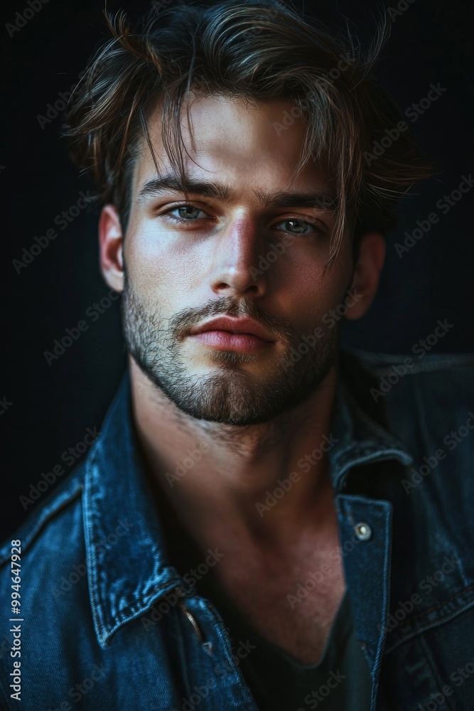 Close-up portrait of a well-dressed handsome man posing and looking at the camera. Model man on dark background studio photo. Close-up portrait of a well-dressed handsome man posing and looking at the camera. Model man on dark background studio photo.
