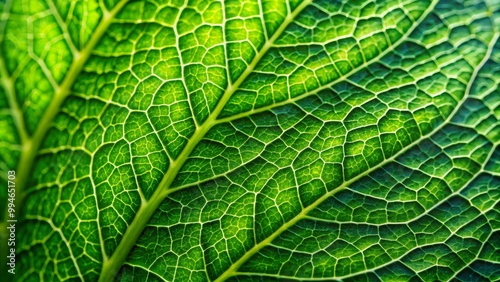 Macro image of a green leaf with cells forming a natural background
