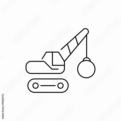 demolition crane icon sign vector