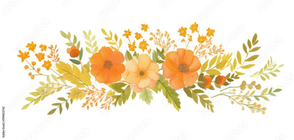 PNG Autumn bouquet as divider watercolor graphics painting pattern. PNG Autumn bouquet as divider watercolor graphics painting pattern.