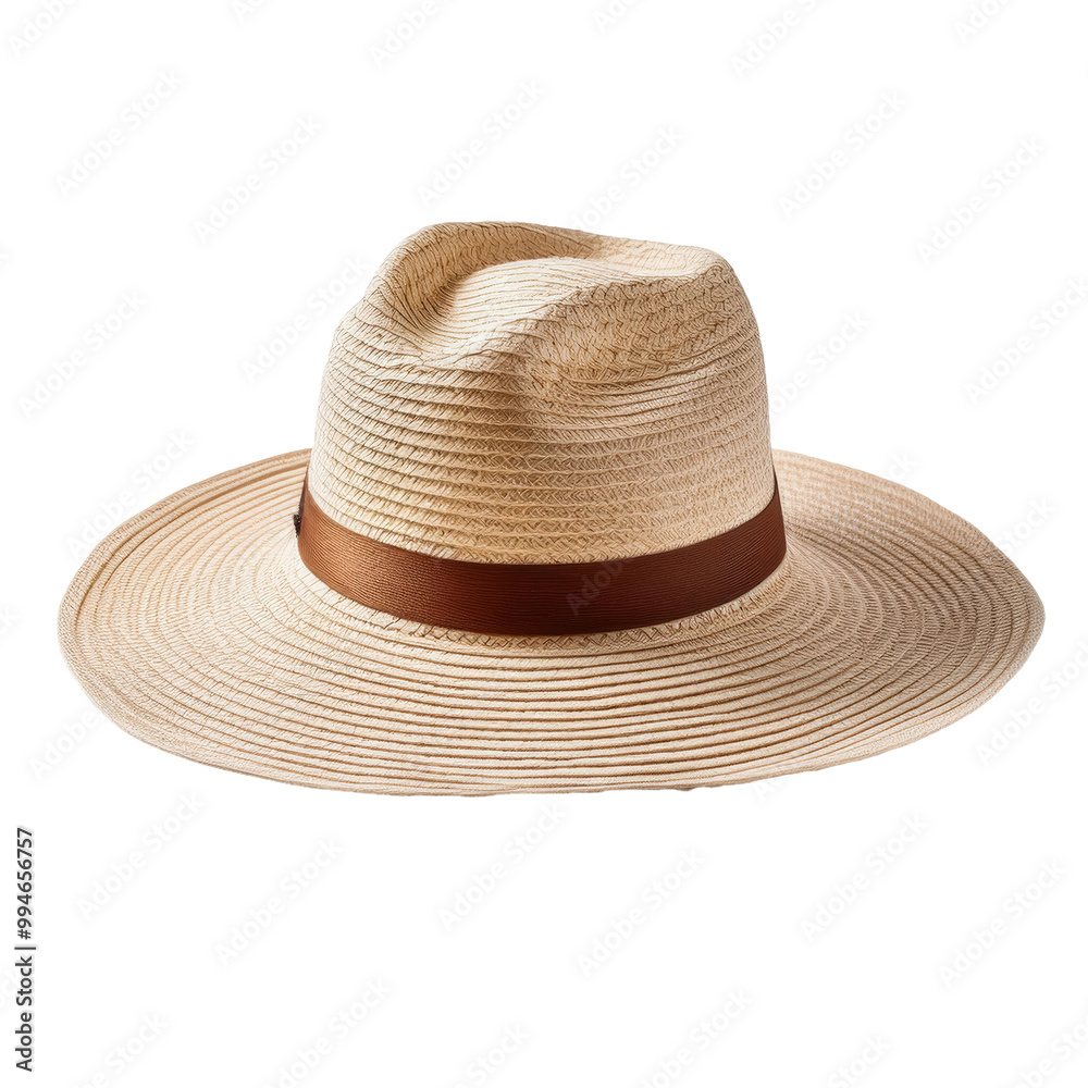 Straw hat with brown band Straw hat with brown band