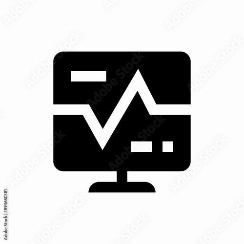 electrocardiogram on screen icon sign vector