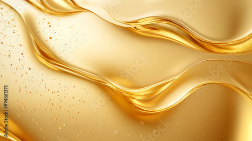 Golden oil liquid background. Template cosmetic products with oil Q10. Olive oil. Vegetable oil background.