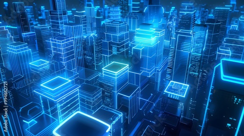 Complex Digital Circuit Board with Interconnected Blue Lines and Glowing Nodes Representing Advanced Technology.