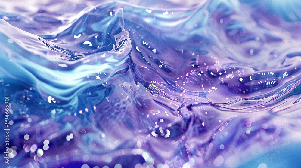 Abstract Blue and Purple Liquid with Shimmering Lights
