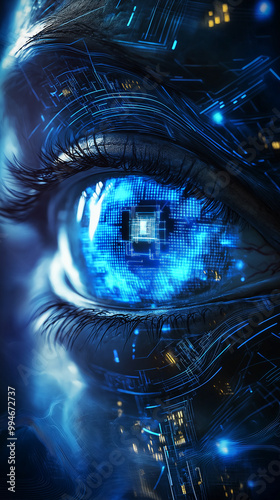 Futuristic Digital Eye with Circuit Patterns