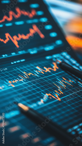 Close-Up of Financial Chart with Data Trends