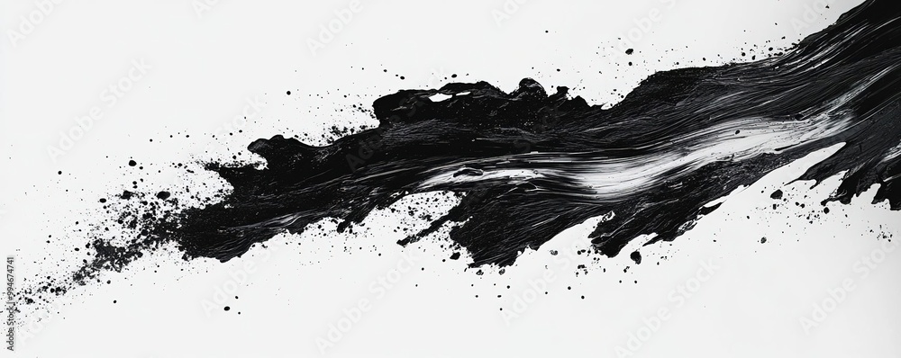 Artistic abstract splash of black paint on white background, creating dynamic movement and a modern aesthetic appeal. Artistic abstract splash of black paint on white background, creating dynamic movement and a modern aesthetic appeal.