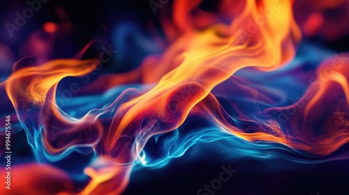 Stunning dynamic flame effects in vibrant colors, blending cutting-edge digital art techniques for a bold and abstract visual design