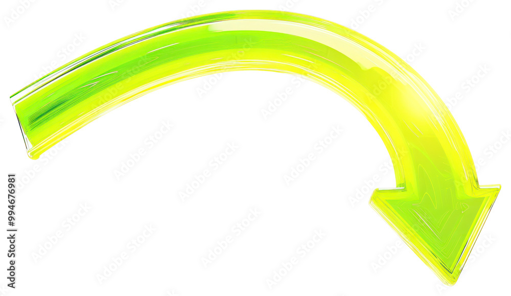PNG Yellow-green neon curve arrow symbol line white background. PNG Yellow-green neon curve arrow symbol line white background.
