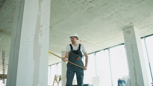 Wallpaper Mural Builder applying plaster on construction site wall Torontodigital.ca