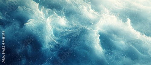 Digital Dreamscape: Tranquil Aquamarine Washes with Binary Flow