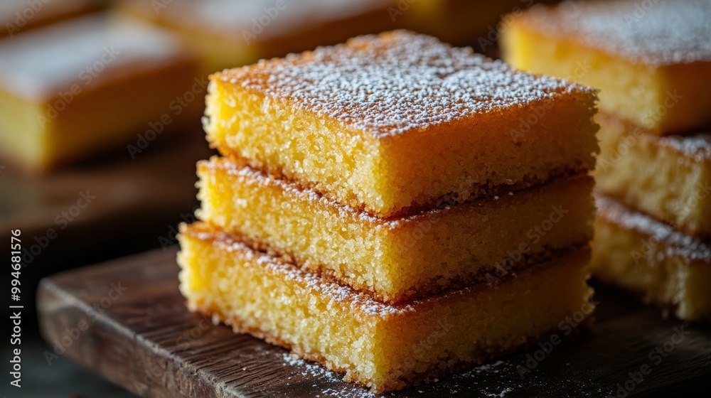 Close-up of Dense Fudgy Burmese Sanwin Makin (Semolina Cake) Stack Close-up of Dense Fudgy Burmese Sanwin Makin (Semolina Cake) Stack